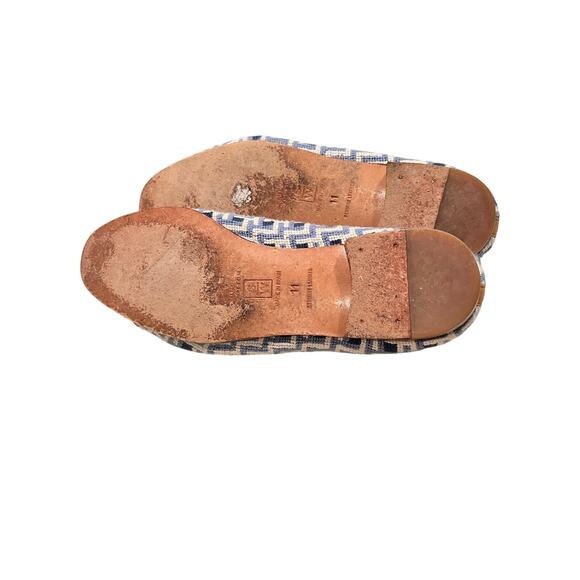 Stubbs & Wootton Blue Needlepoint Slippers embroidered flats loafer Womens 11 - Picture 10 of 10